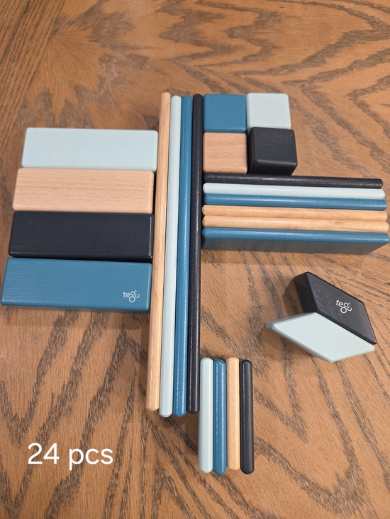 Tegu Other - Tegu 24 Piece Magnetic Wooden Block Set Blues Classics STEM Toy Complete